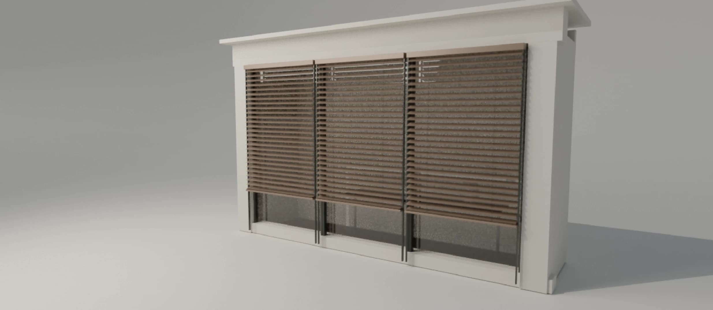 Actual render of curved bronze blind slats and guides