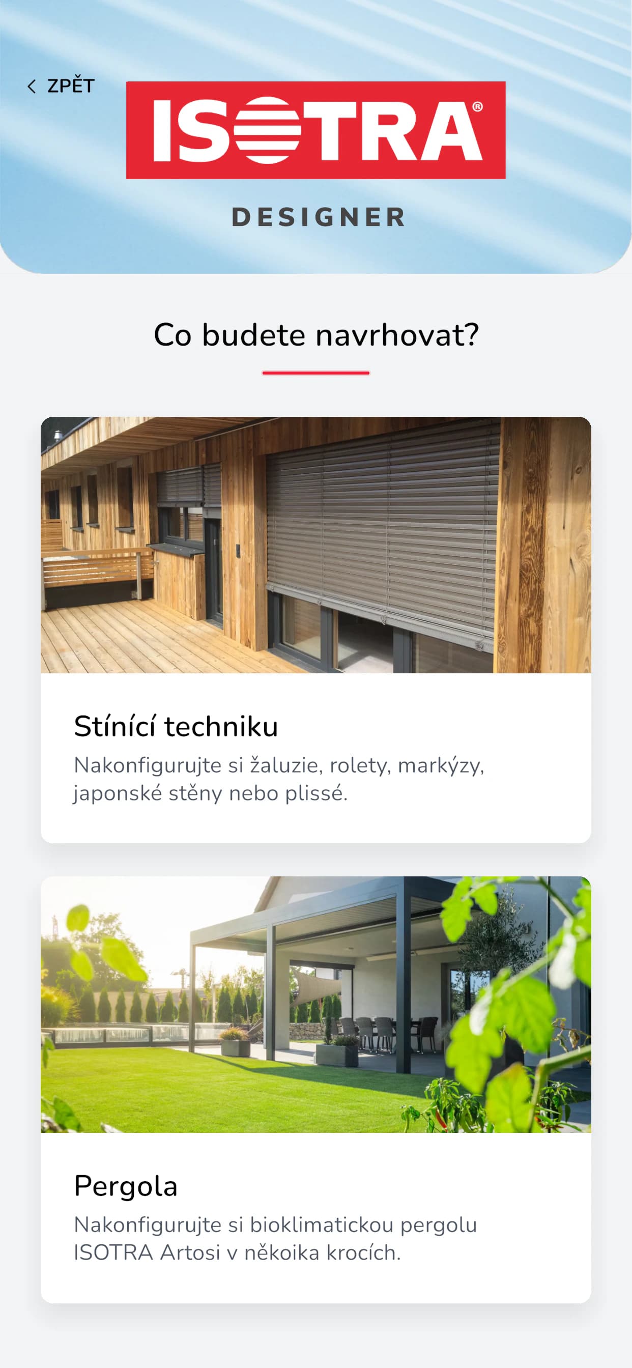 ISOTRA Designer product choice screen from the verified Apple App Store listing