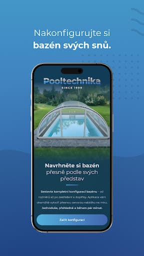 Pooltechnika mobile configurator product-selection screen